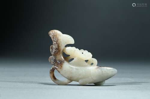 A white jade ‘lotus and carp’ pendant