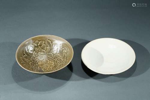 A Ding Ware dish and Yaozhou ware bowl