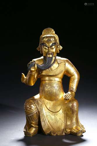 A gilt-bronze statue of Guandi