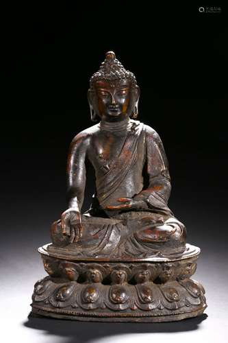 A bronze figure of bodhisattva with inscription