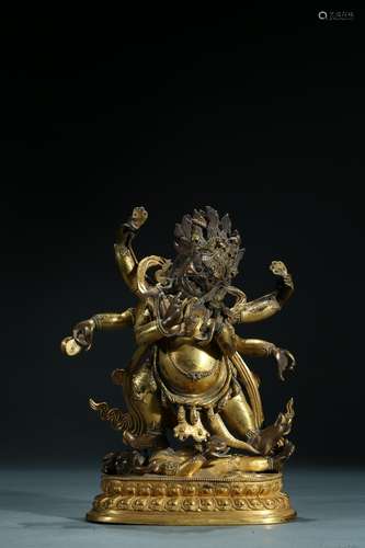 A gilt-bronze figure of mahakala