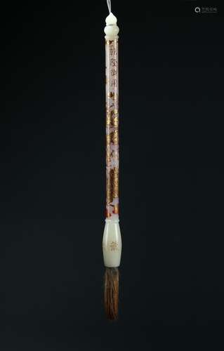 A white jade gilt-painted brush