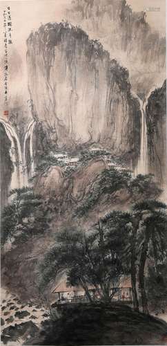 Fu Baoshi: color and ink on paper 'landscape' painting