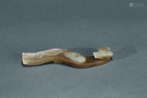 A jade carved belt hook