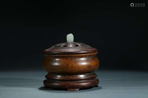 A bronze censer with cover and base