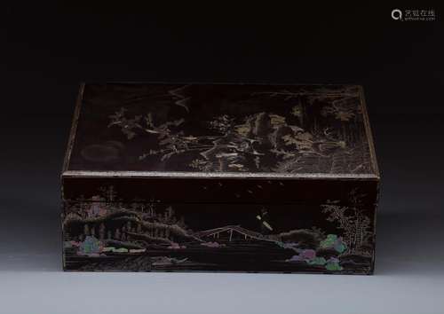 LARGE LAC BURGAUTE DOCUMENT BOX