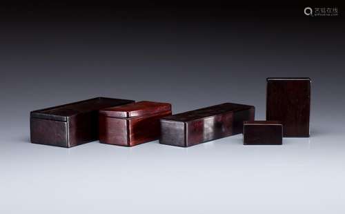 FIVE ZITAN & HUANGHUALI HARDWOOD BOXES