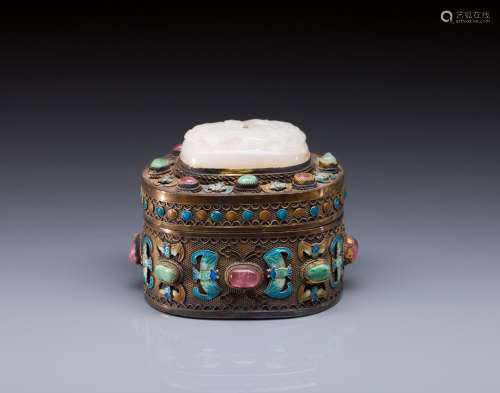 CHINESE EXPORT SILVER & ENAMEL BOX