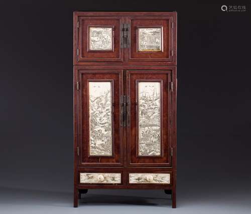 BURL AND ZITAN WOOD MINIATURE CABINET