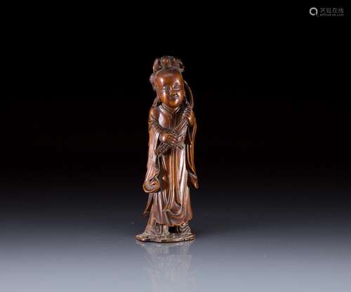 CHINESE CARVED WOOD STANDING IMMORTAL