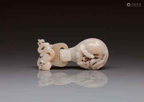 CARVED WHITE JADE BELT HOOK