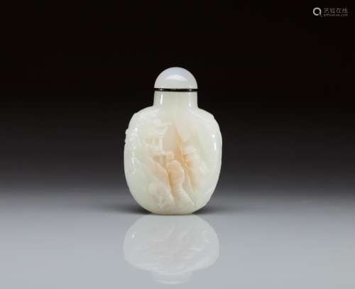 CELADON JADE CARVED SNUFF BOTTLE