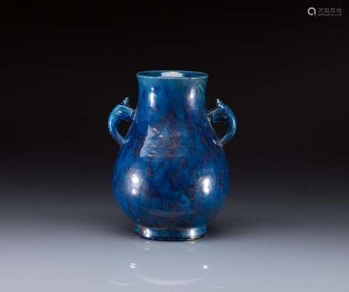 FLAMBE BLUE PORCELAIN HU VASE