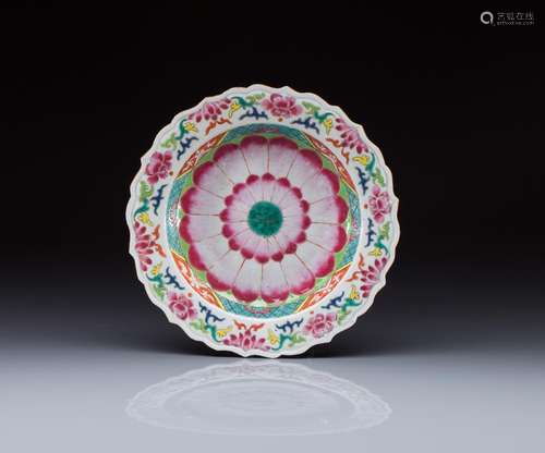 FAMILLE ROSE ENAMELLED PORCELAIN LOTUS DISH