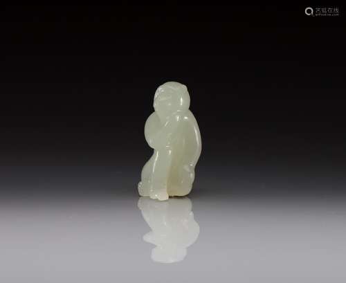 LIGHT CELADON JADE ZODIAC MONKEY