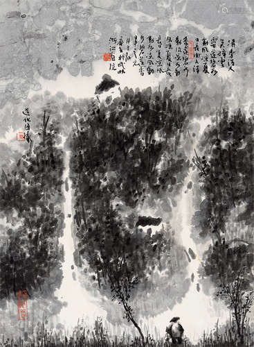 曾宓 甲申（2004年）作 山水 立轴 水墨纸本