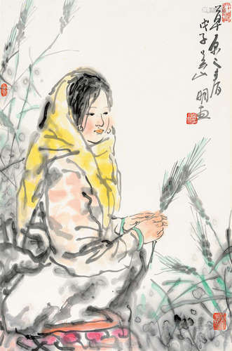 吴山明 戊子（2008年）作 草原之春 镜心 设色纸本