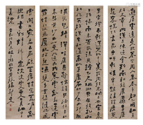 郑板桥 庚辰（1760）年作 书法 四屏立轴 水墨纸本
