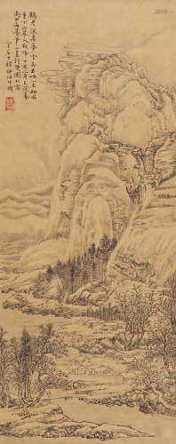 顾坤伯 丁亥（1947）年作 山水 立轴 设色纸本