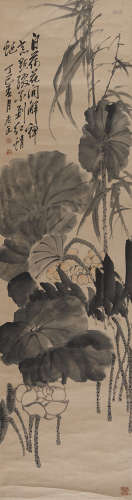 吴昌硕 丁巳（1917）年作 花卉 立轴 设色纸本