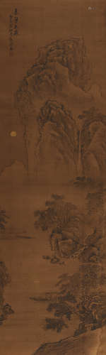 吴观岱 丙辰（1916）年作 赤壁夜游 立轴 水墨绢本