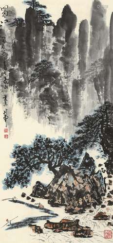 秦岭雲 蜀江 立轴     纸本