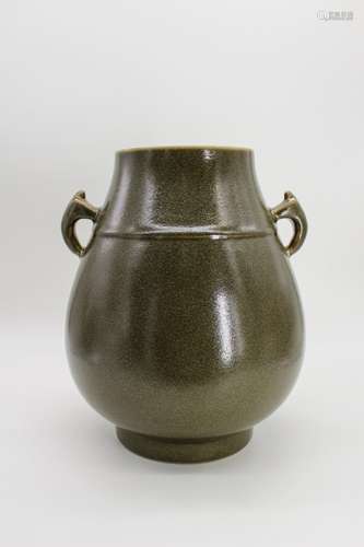 CHINESE TEA DUST GLAZED ZUN VASE