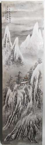 CHINESE PORCELAIN PLAQUE SNOW SCENE