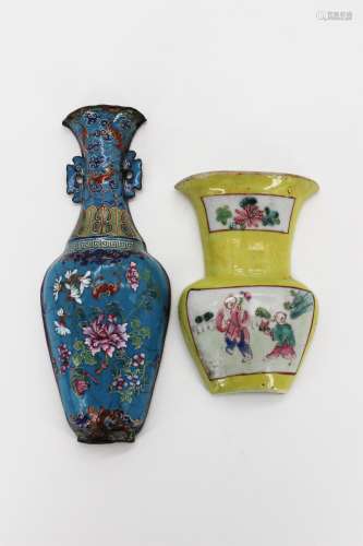 TWO CHINESE WALL VASES