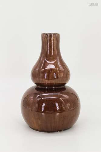 CHINESE SOY GLAZED DOUBLE GOURD VASE