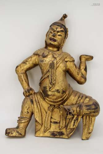 CHINESE GILT WOOD CARVED FIGURE
