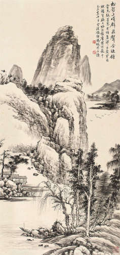 冯超然 己未（1919）年作 云壑松阴 立轴 水墨纸本