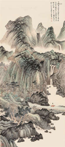 张大千 丁丑（1937）年作 罗浮山色图 立轴 设色纸本