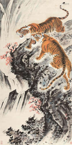 慕凌飞 丁未（1967）年作 兽王图 镜片 设色纸本