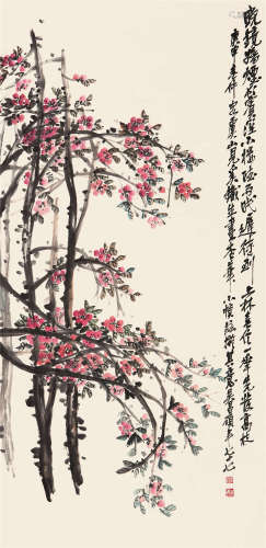 吴昌硕 庚申（1920）年作 杏华 立轴 设色纸本