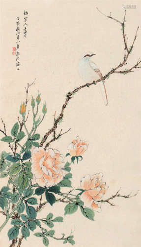 陈小翠 丁亥（1947）年作 仿宋人笔法 立轴 设色纸本