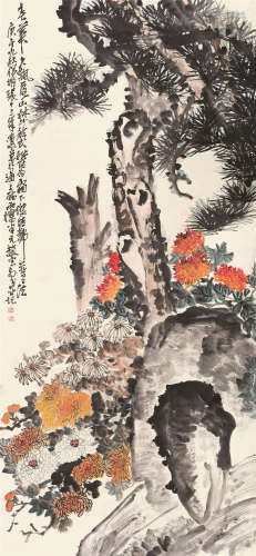 赵云壑 庚午（1930）年作 松菊图 立轴 设色纸本