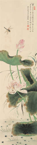 陈之佛 戊子（1948）年作 夏趣图 立轴 设色绢本