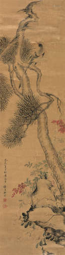 樊圻 己未（1679）年作 祝寿 立轴 设色绫本