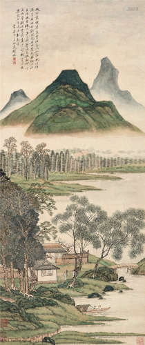 钱杜 壬午（1822）年作 青绿山水 立轴 设色纸本