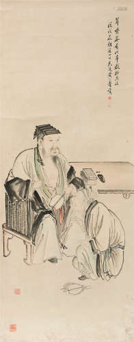 黄山寿 戊戌（1898）年作 人物 立轴 设色纸本