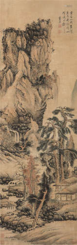 蓝瑛 庚辰（1640）年作 黄鹤山樵画法 立轴 设色绢本