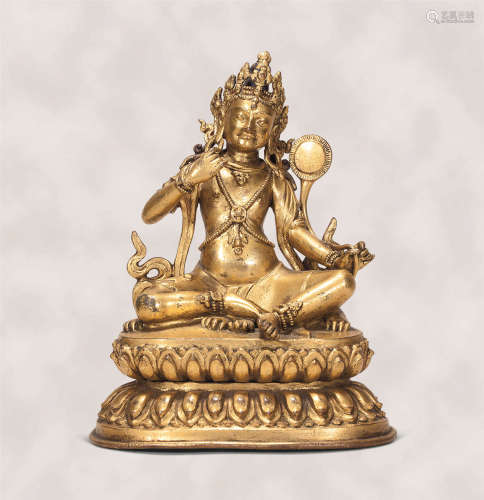 15世纪 西藏 铜鎏金大成就者帝洛巴坐像