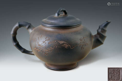 民初·吳雲根製·竹節茶壺
