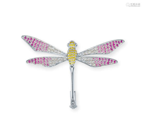 粉色蓝宝石 配 钻石［蜻蜓］胸针