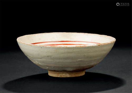 宋代（960-1279） 磁州窑红绿彩兔纹杯