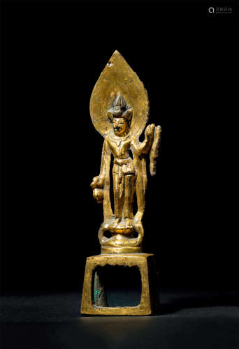 唐代（618-907） 铜鎏金佛立像