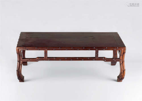 清代（1644-1911） 鸡翅木雕竹节纹长方桌