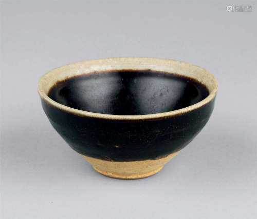 宋代（960-1279） 吉州窑白覆轮黑釉盏