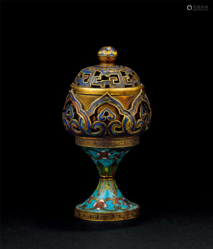 清乾隆（1736-1795） 如意龙纹景泰蓝香炉